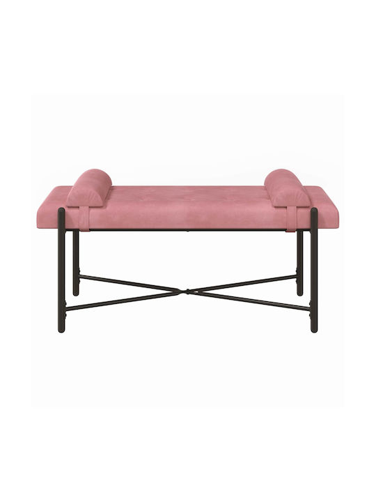 Velvet Upholstered Bench Stool Pink 46x110x40cm