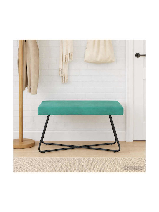 Velvet Upholstered Bench Stool Turquoise 80x40x45cm