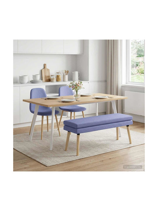 Taburet Tapițat cu Țesătură Albastră Denim 110x40x47 cm