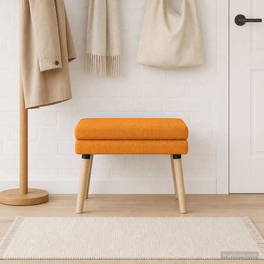 Stoff-Tabouret Mit Dunkel Gelber Bezug 60x40x46cm