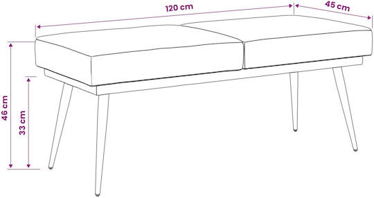 Bench Stool Upholstered with Red Velvet 120x45x46cm