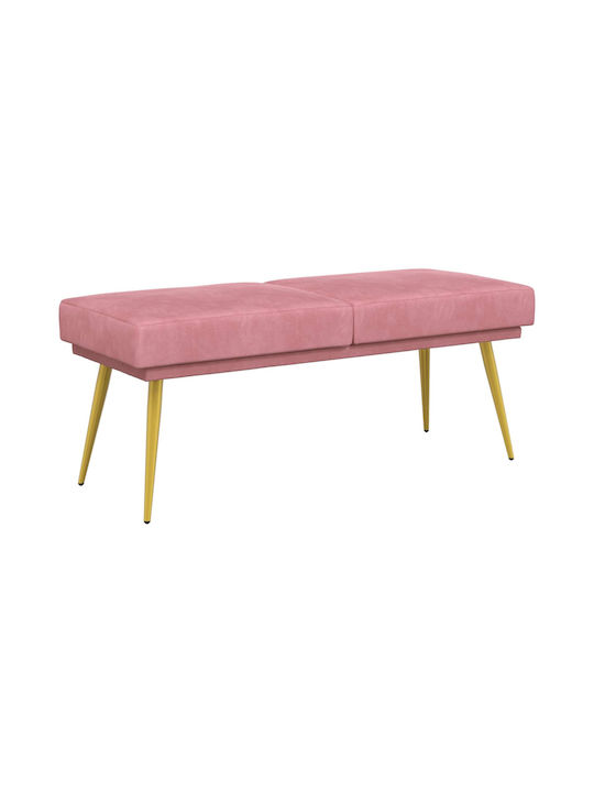 Velvet Upholstered Bench Stool Pink 120x45x46cm