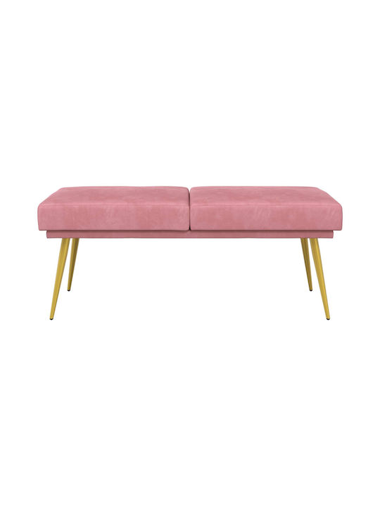 Velvet Upholstered Bench Stool Pink 120x45x46cm