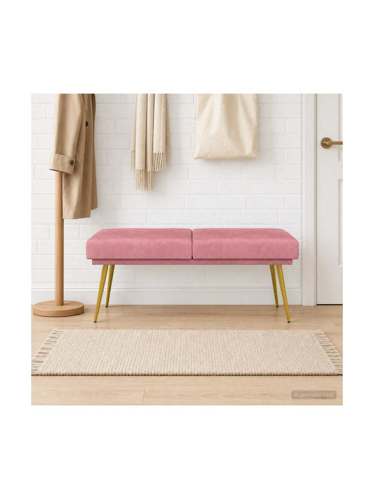 Velvet Upholstered Bench Stool Pink 120x45x46cm