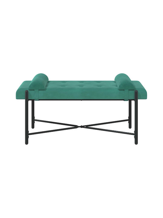 Velvet Upholstered Bench Stool Turquoise 46x110x40cm