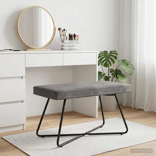 Bench Stool Upholstered with Dark Grey Velvet 80x40x45cm