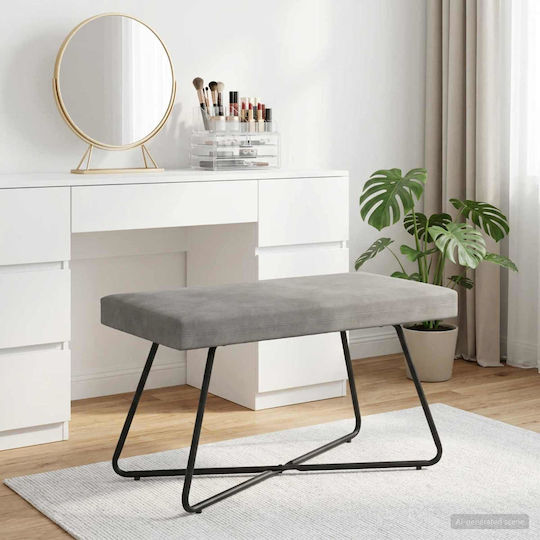 Bench Stool Upholstered with Velvet Light Grey 80x40x45cm