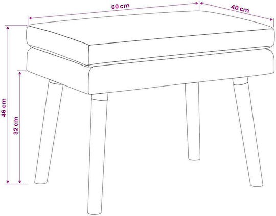 Fabric Upholstered Bench Stool Light Grey 60x40x46cm