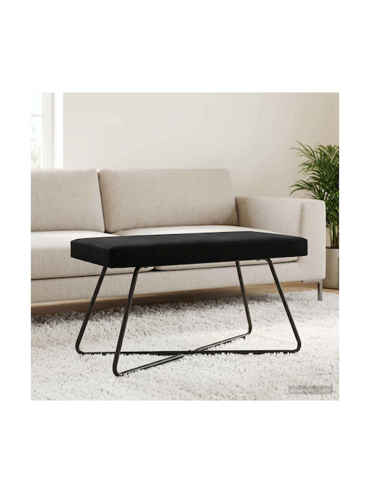 Samt Tabouret Schwarz 80x40x45cm