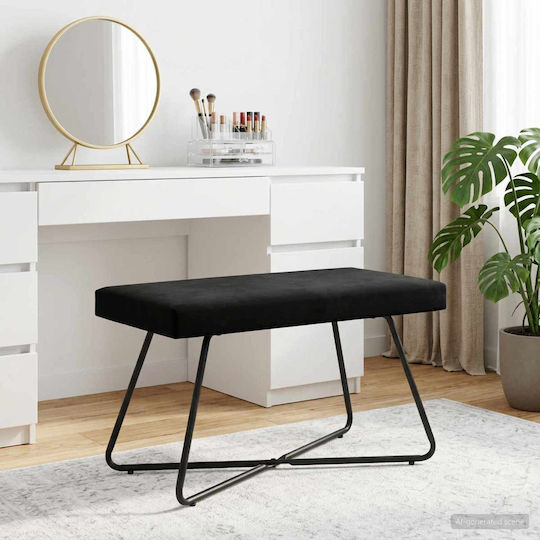 Samt Tabouret Schwarz 80x40x45cm
