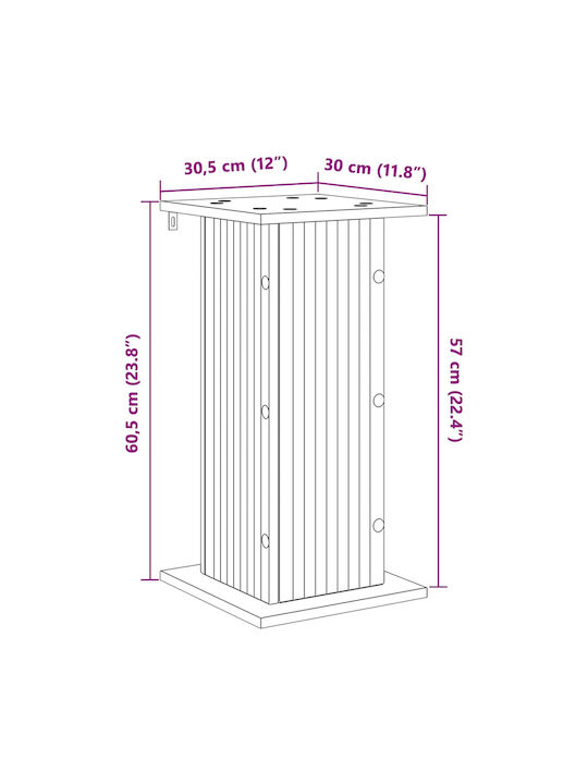 Vidaxl Glossy White Plant Base 30.5 X 30 X 60.5 Cm