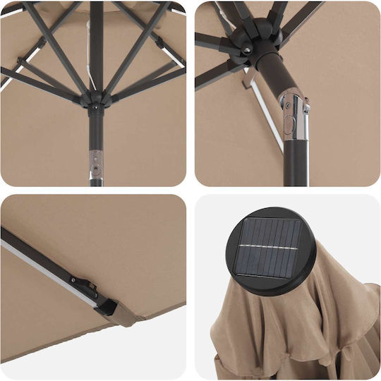 Aluminum Garden Parasol Brown 3x3xHeight 2.35m