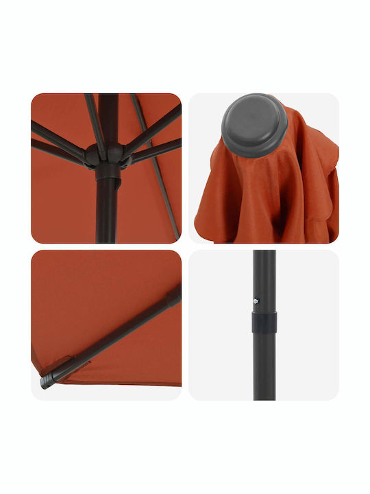 Circular Aluminum Garden Parasol Orange Diameter 3xHeight 2.23m