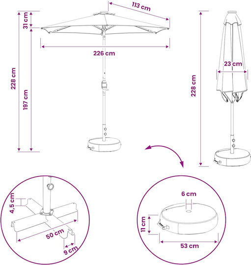 Umbrelă Din Aluminiu Albastră 2.3x2.3xÎnălțime 2.28m