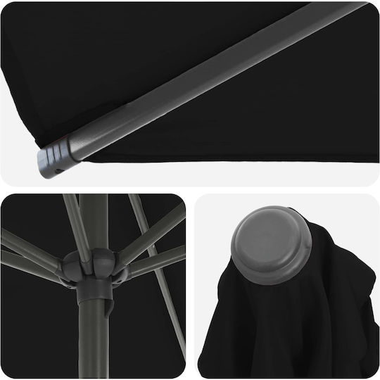 Umbrelă Rotundă Din Aluminiu Neagră Φ3xÎ2,28m