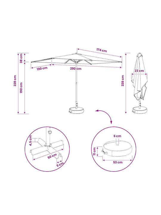 Rundschreiben Aluminium Gartenschirm Schwarz Φ3xΥ2.28m