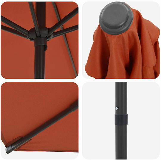 Circular Aluminum Garden Parasol Orange Diameter 3xHeight 2.23m