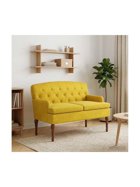 Two-Seater Velvet Soft Yellow Couch 111x65x79 cm