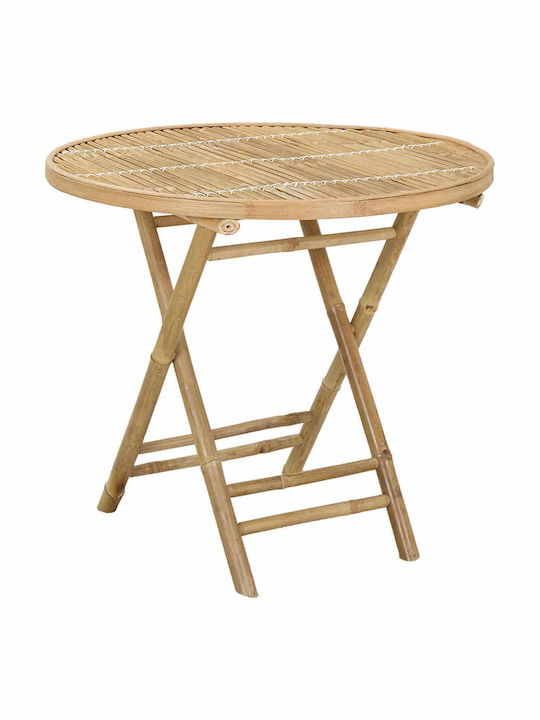 Sitting Room Table for Small Outdoor Spaces Made of Bamboo Foldable Natural 80x70cm