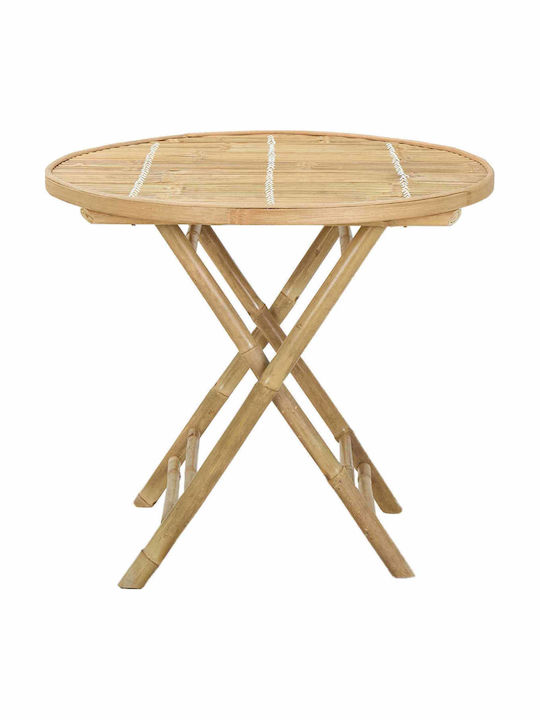 Sitting Room Table for Small Outdoor Spaces Made of Bamboo Foldable Natural 80x70cm