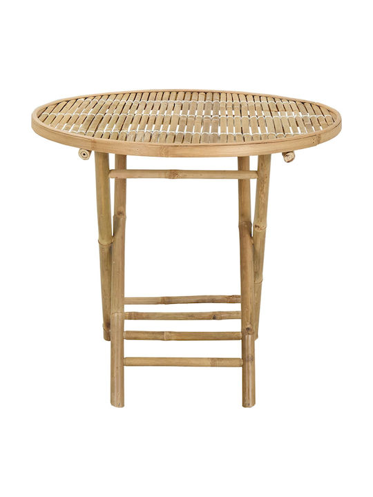 Sitting Room Table for Small Outdoor Spaces Made of Bamboo Foldable Natural 80x70cm