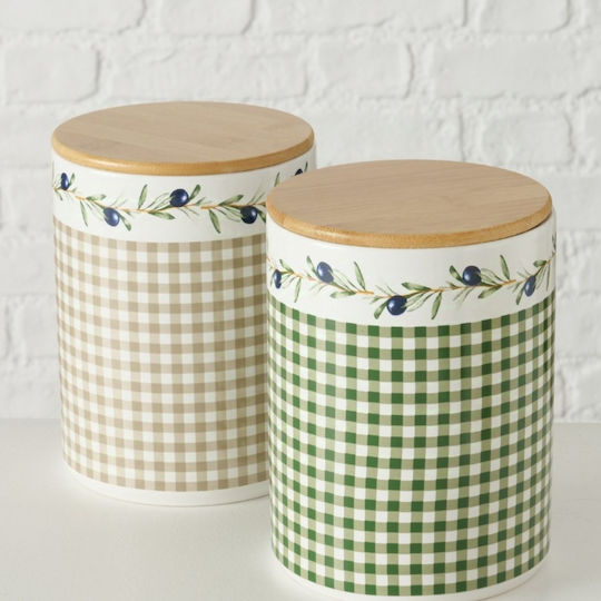 Boltze Set 3 Pieces General Use Ceramic Jars with Lid Beige 3 Pieces