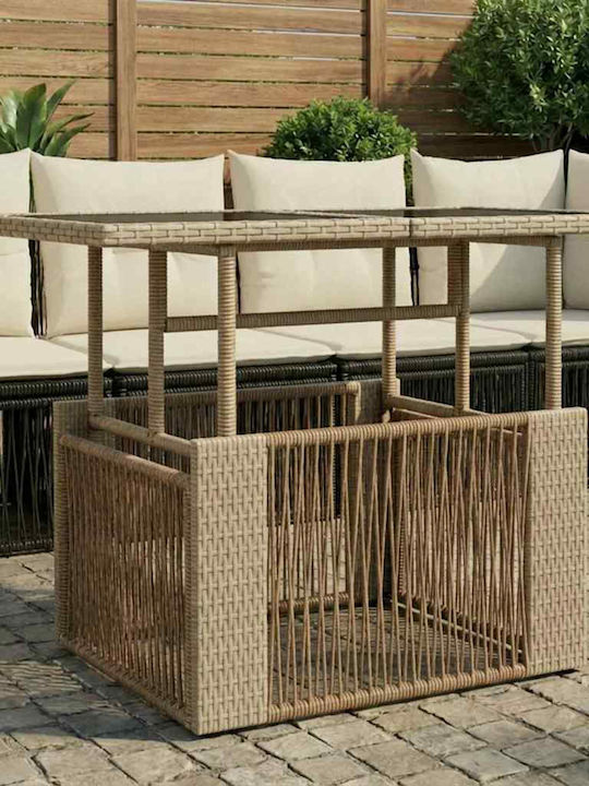 Outdoor Sitting Room Rattan Table Beige 100x55x37cm