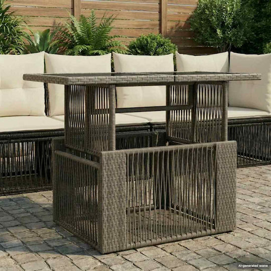 Τραπέζι Καθιστικού Εξωτερικού Χώρου Rattan Γκρι 100x55x37εκ.
