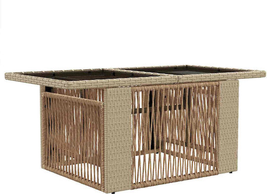 Τραπέζι Καθιστικού Εξωτερικού Χώρου Rattan Μπεζ 100x55x37εκ.