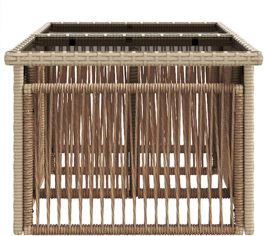 Τραπέζι Καθιστικού Εξωτερικού Χώρου Rattan Μπεζ 100x55x37εκ.
