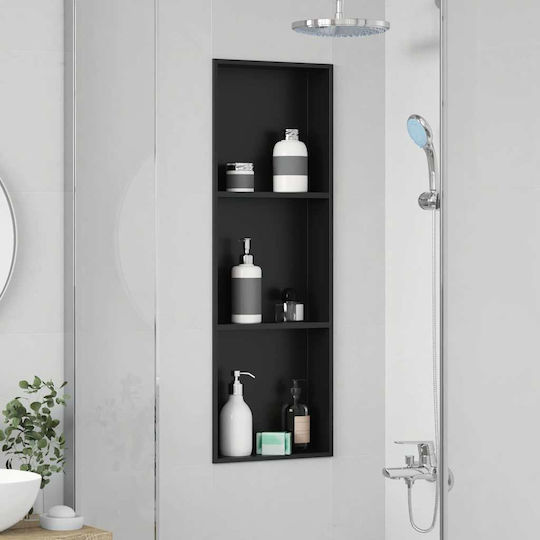 vidaXL Επιτοίχια Ραφιέρα Μπάνιου Μεταλλική 30x9.5x90cm Μαύρη