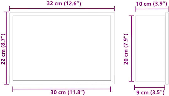 vidaXL Επιτοίχια Ραφιέρα Μπάνιου Μεταλλική 30x9.5x20cm Λευκή