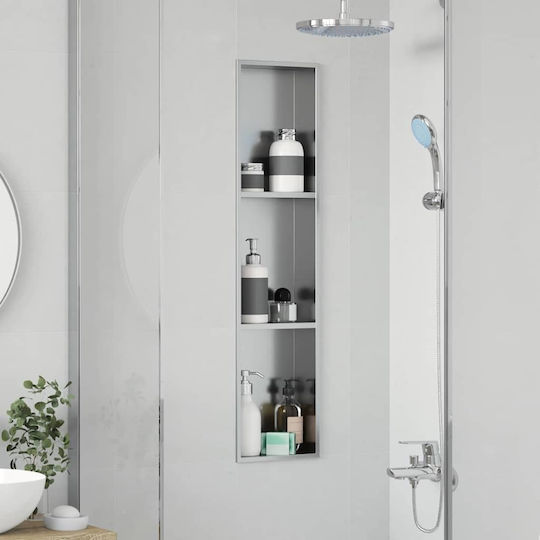 vidaXL Επιτοίχια Ραφιέρα Μπάνιου Μεταλλική 90x9.5x20cm Ασημί