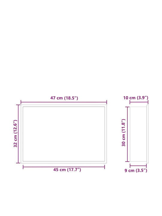 vidaXL Επιτοίχια Ραφιέρα Μπάνιου Μεταλλική 45x9.5x30cm Μαύρη