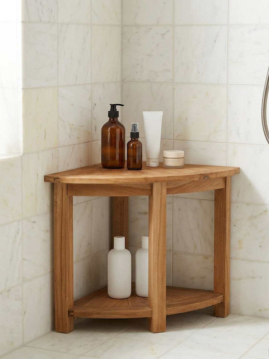 vidaXL Corner Floor Bathroom Shelf Wooden 45x45x46cm Grey