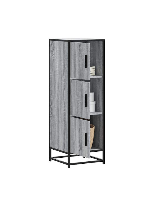 Hochschrank Wandnischenschrank Wohnzimmer aus Holz & Metall Grau 35.5x35x106.5cm