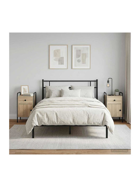 Wooden Bedside Tables with Metal Legs Beige 2 Pieces 35x36.5x61cm