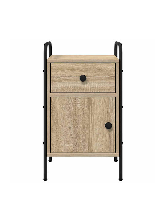 Wooden Bedside Tables with Metal Legs Beige 2 Pieces 35x36.5x61cm