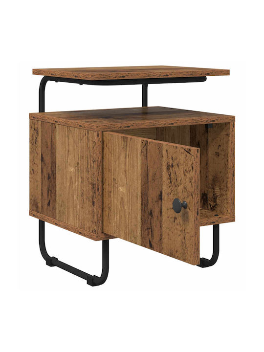 Wooden Bedside Table with Black Metal Legs 40x36.5x50cm
