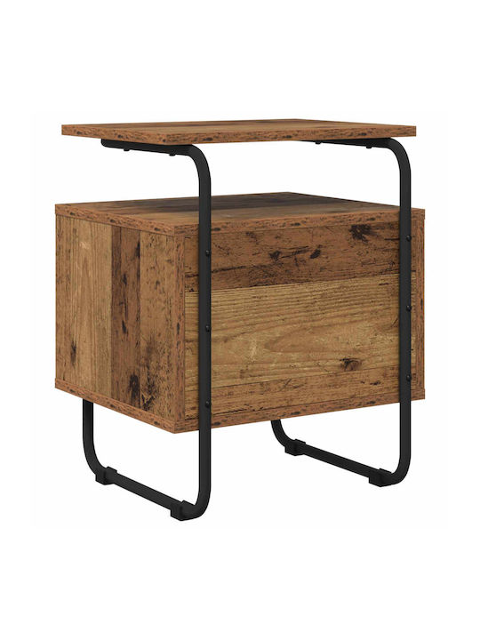 Wooden Bedside Table with Black Metal Legs 40x36.5x50cm