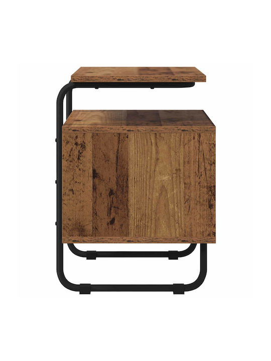 Wooden Bedside Table with Black Metal Legs 40x36.5x50cm