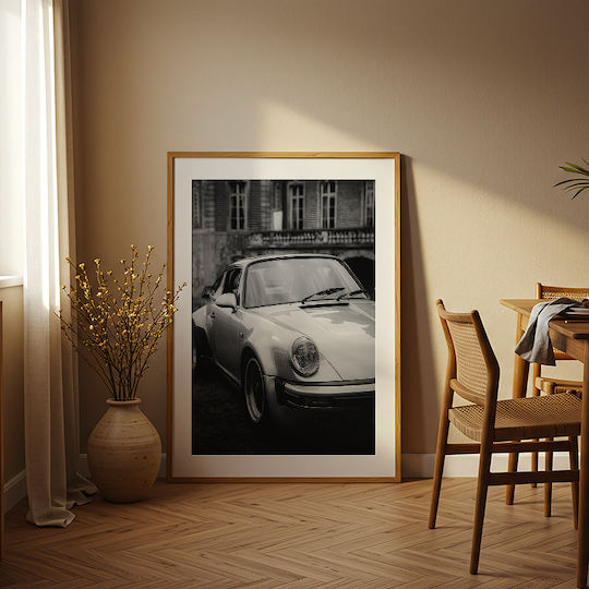 Poster Porsche 911 Turbo Cr055 40cm X 50cm Brown Wooden Frame