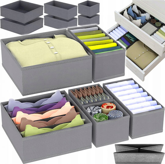Fabric Storage Case for Underwear / Socks / Clothes in Gray Color 6pcs