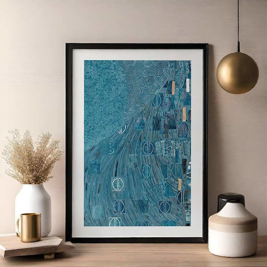 Poster Blue Details By Gustav Klimt Art156 40cm X 50cm Brown Wooden Frame