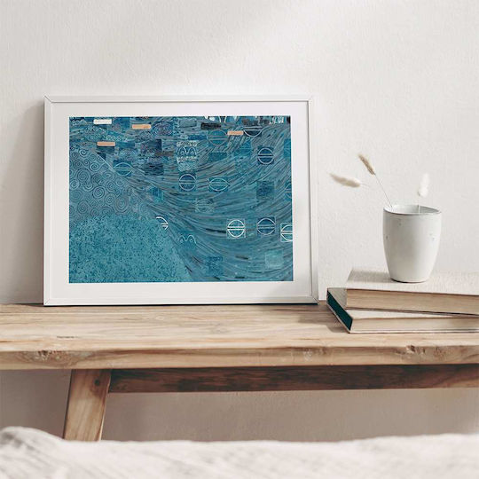 Poster Blue Details By Gustav Klimt Art156 40cm X 50cm Brown Wooden Frame