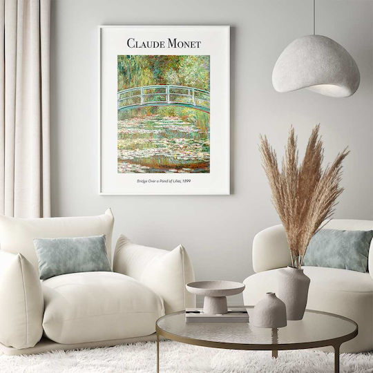 Poster Claude Monet Bridge Over A Pond Lilies Art103 40cm X 50cm Κορνίζα Φυσικό Ξύλου Μπεζ 56049pd156699f55316