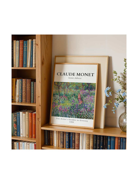 Poster Claude Monet Artists Garden In Giverny Art086 40cm X 50cm Frame Natural Wood Beige