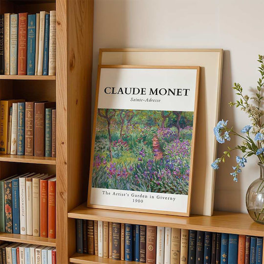 Poster Claude Monet Artists Garden In Giverny Art086 40cm X 50cm Κορνίζα Φυσικό Ξύλου Μπεζ 56048pd156705f55316