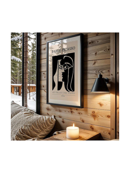 Poster Pablo Picasso Au Palais Des Papes Art077 40cm X 50cm Frame Natural Wood Beige