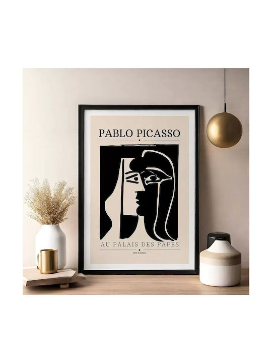 Poster Pablo Picasso Au Palais Des Papes Art077 40cm X 50cm Frame Natural Wood Beige